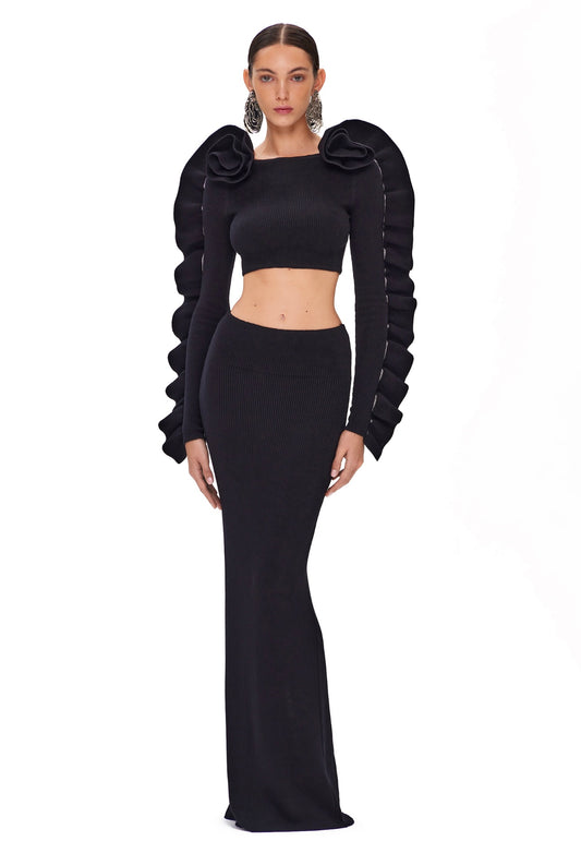 Margie Black Skirt Set