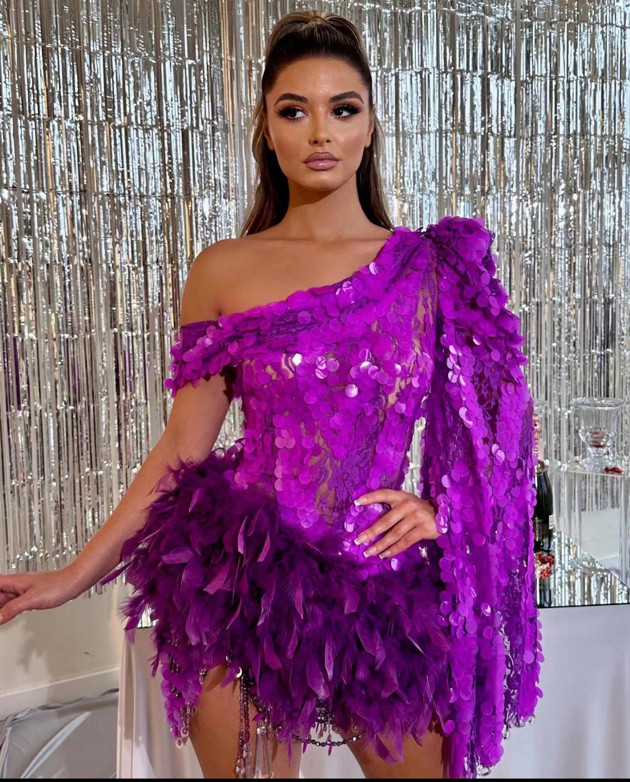 Purple Rain Sequins Dress